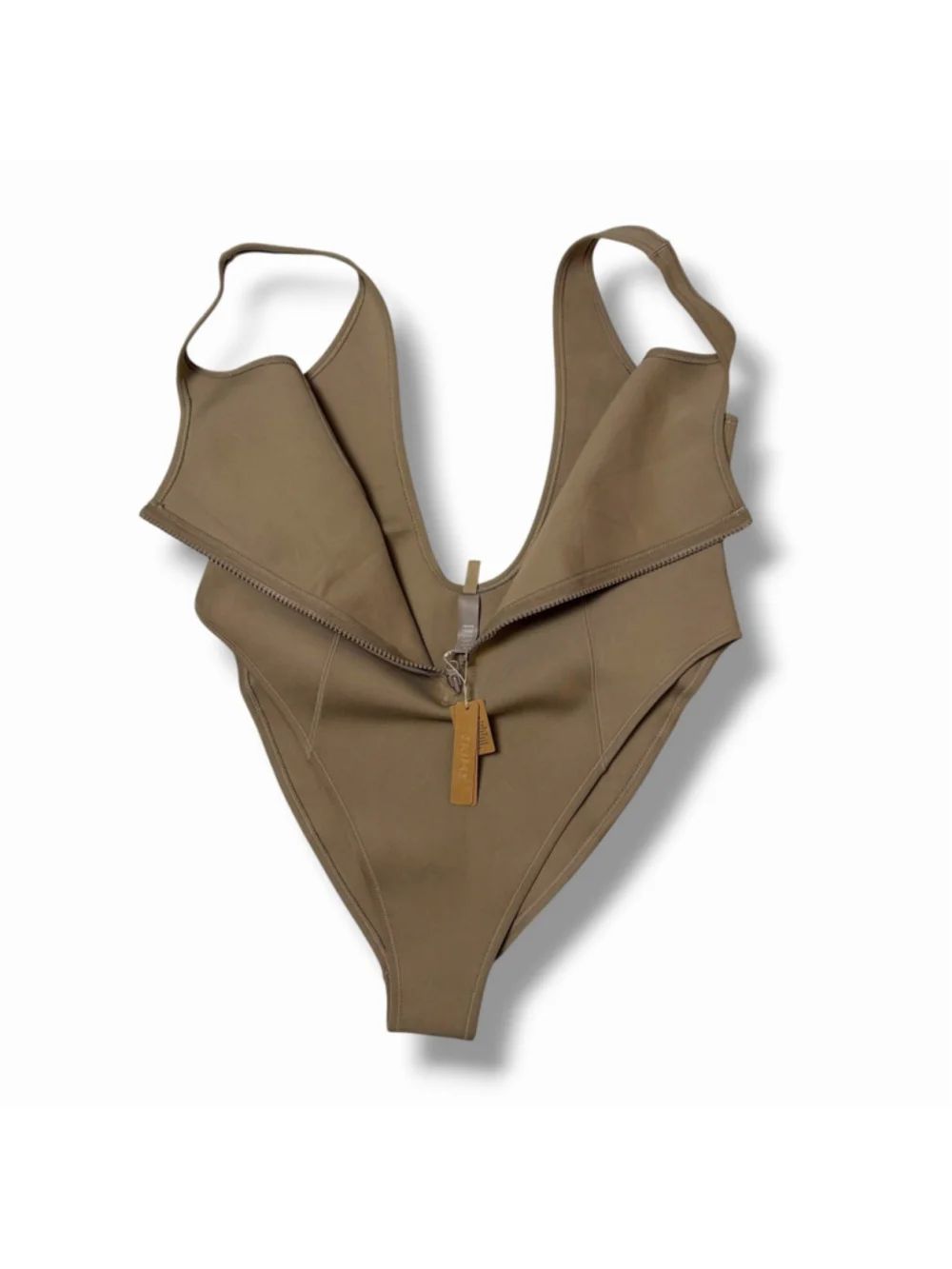 NEW! SKIMS RUBBERIZED SCUBA SWIM SCOOP NECK ONE PIECE DESERT SIZE 3X - READ